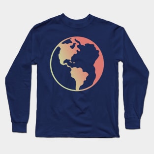 Minimalist Planet Earth || Colorful World Map Long Sleeve T-Shirt